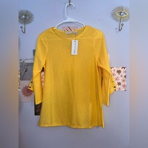 NWTA Notations Yellow Dotted Blouse